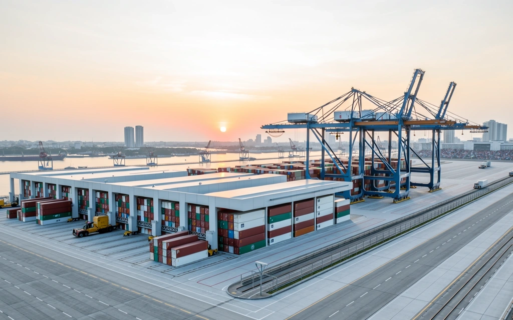 Singapore Maritime Terminal at Sunset